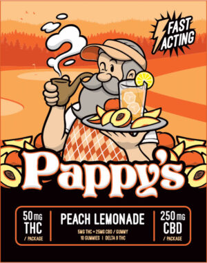 Peach Lemonade Gummies 50mg THC + 250mg CBD